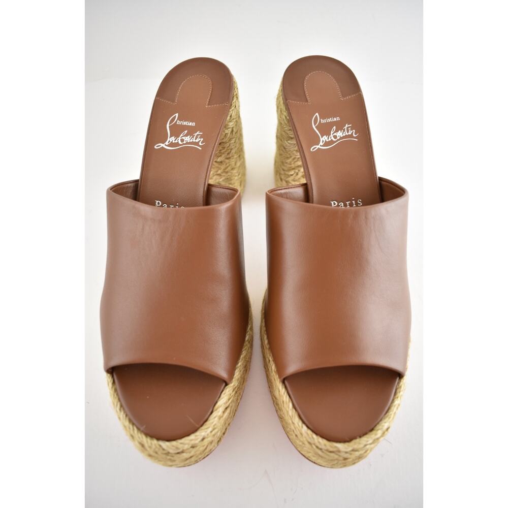 Christian Louboutin Calakala Mule 85 Brown Leather Block Heel Platform Sandal 40 - Picture 11 of 16